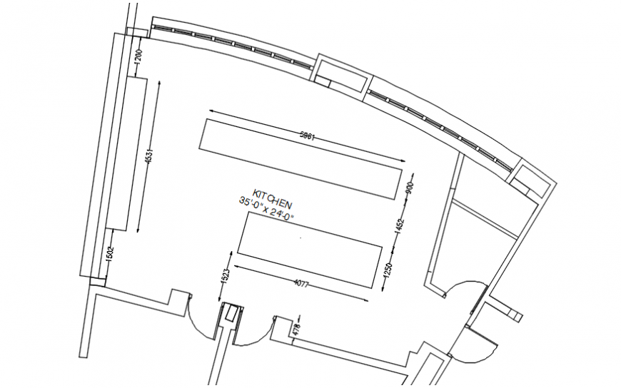 Small kitchen layout plan cad drawing details dwg file