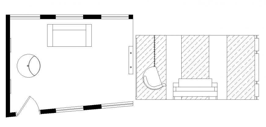 Small living room interior drawing in dwg file.