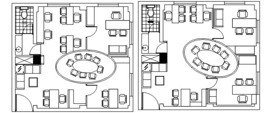 Small local offices layout plan with furniture cad drawing details dwg file