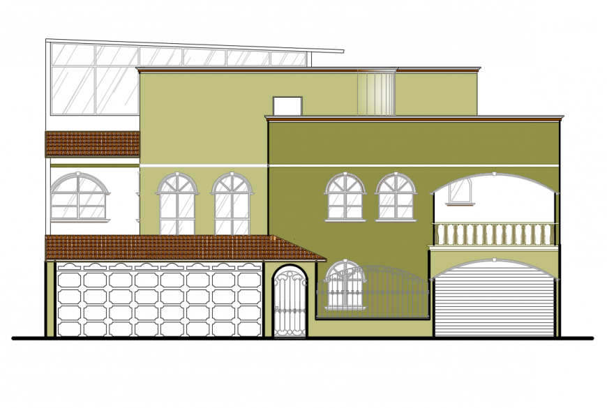 Small modern house facade elevation cad drawing details dwg file