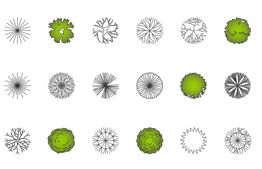 Small multiple small tree plant elevation blocks details dwg file