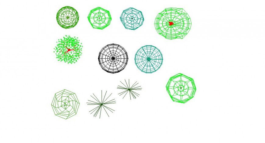 Small multiple tree plant elevation blocks cad drawing details dwg file
