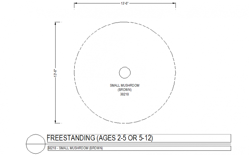 Small mushroom free-standing plan with necessary dimension dwg file