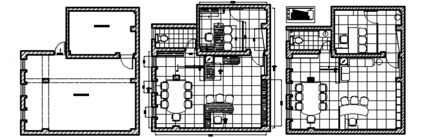 Small office cabin layout plan with furniture cad drawing details dwg file
