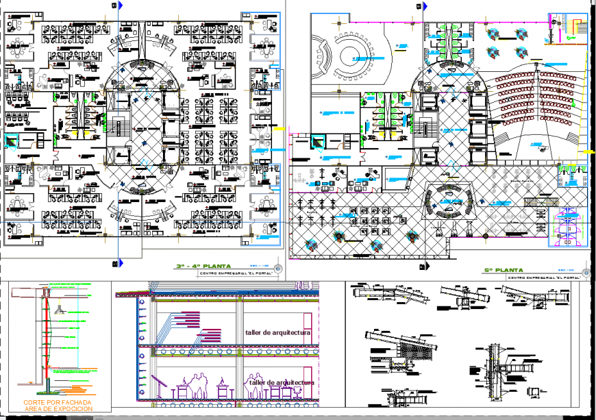 Small office plan and section autocad file