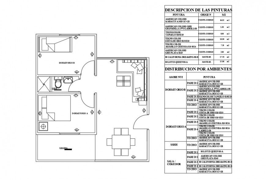 Small one family house distribution plan cad drawing details dwg file