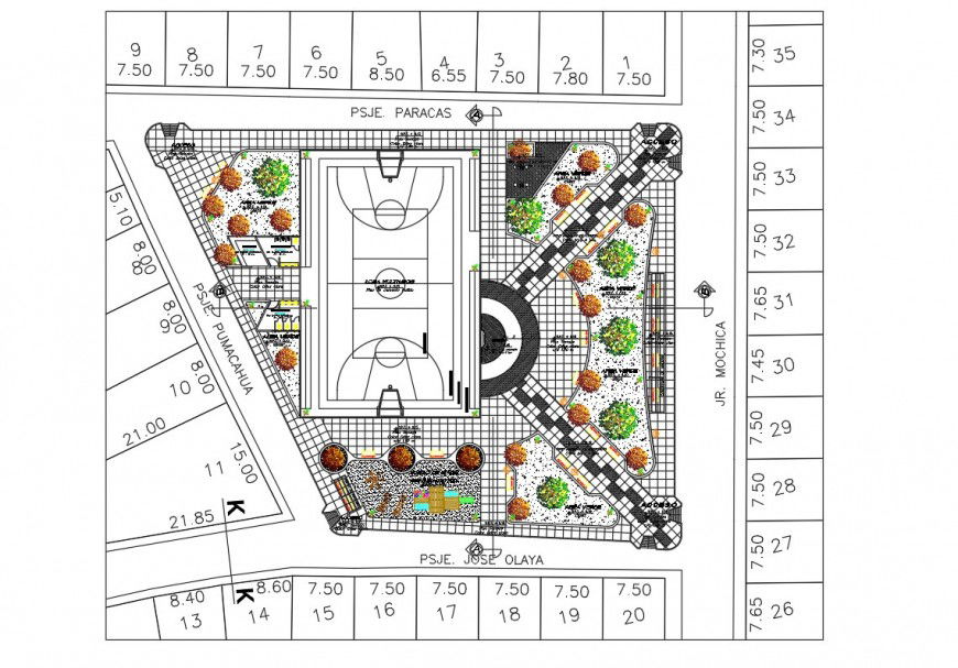 Small plot sport plan detail dwg file