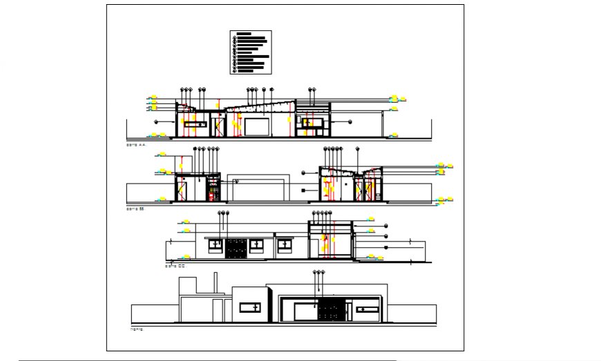 Small Project Elevation & Section of Single family home design drawing