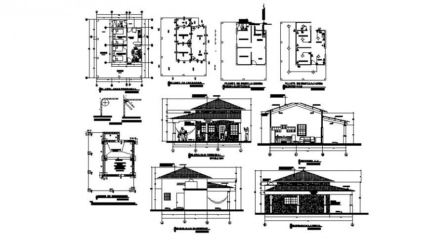 Small raw house working drawing in dwg file. 