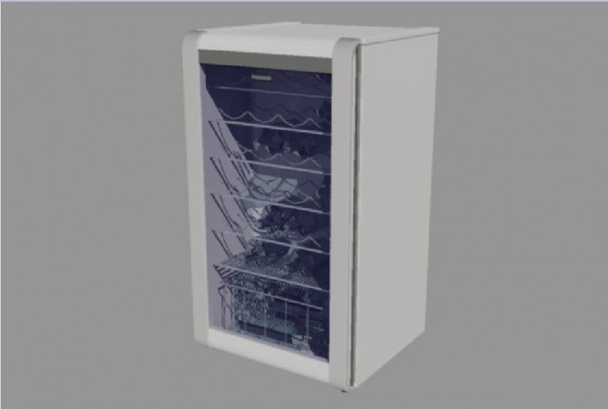 Small refrigerator for bar 3d model cad drawing details jpg file