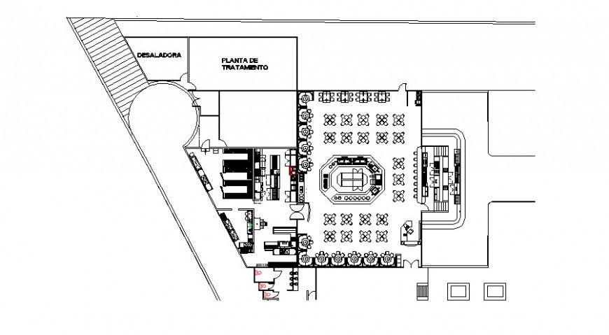 Small restaurant building working plan detailing drawing in dwg format