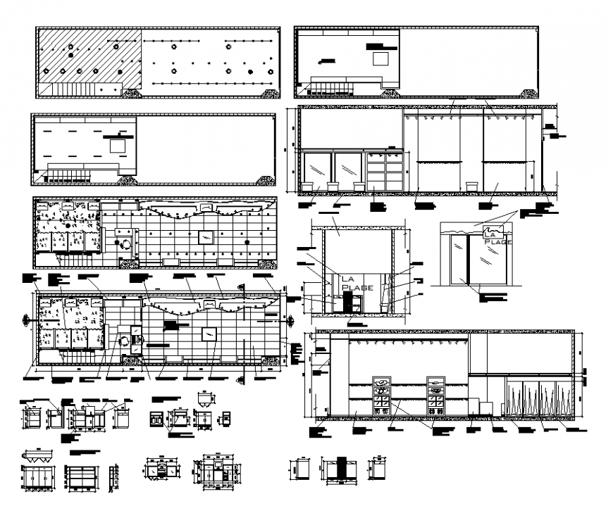 Small restaurant plan and elevation layout autoacd file