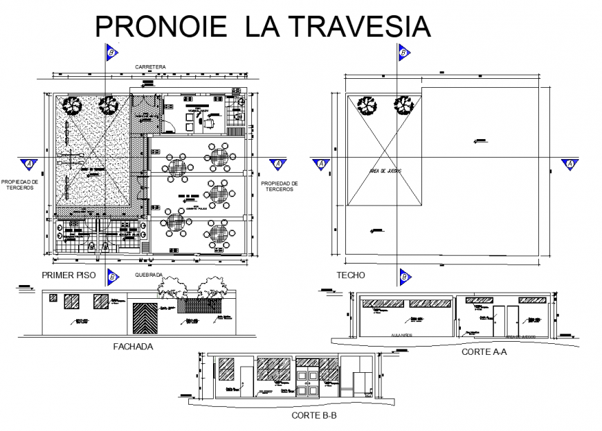 Small restaurant working drawing in dwg file