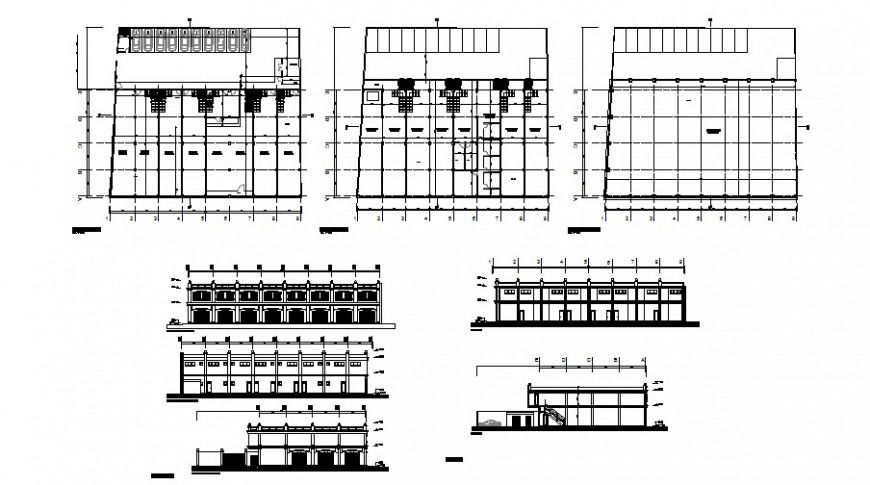 Small shopping center project working drawing in dwg file.