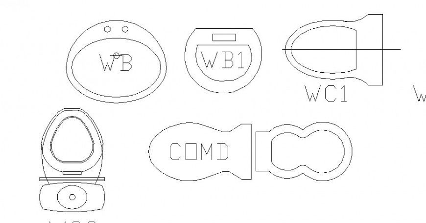 Small sink and toilet sheet elevation blocks drawing details dwg file