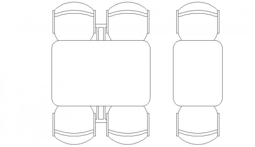 2D AutoCAD Drawing of Small Square Table and Chairs