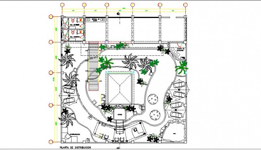 Small tourist garden landscaping structure cad drawing details dwg file