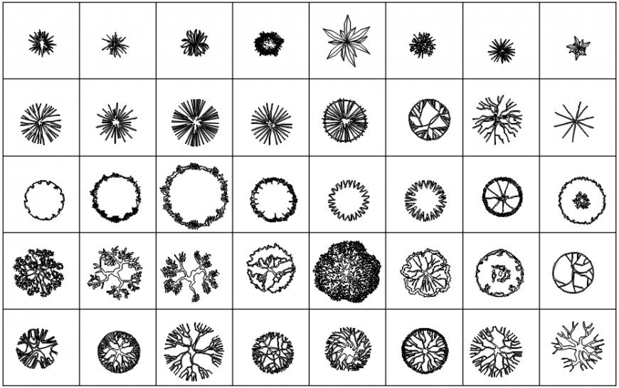 Small tree plant elevation 2d blocks for garden details dwg file