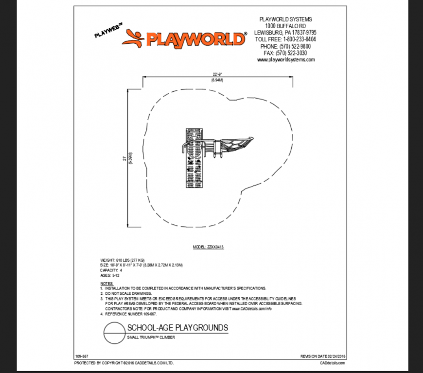 Small triumph climber play equipment details of school park dwg file
