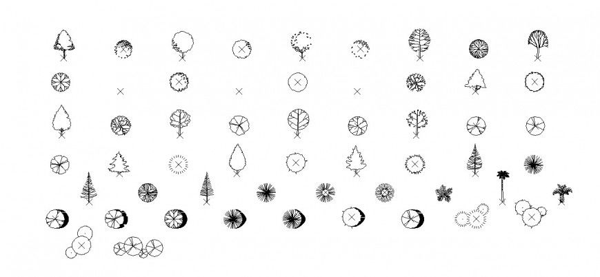 Small unique tree and plant elevation blocks cad drawing details dwg file