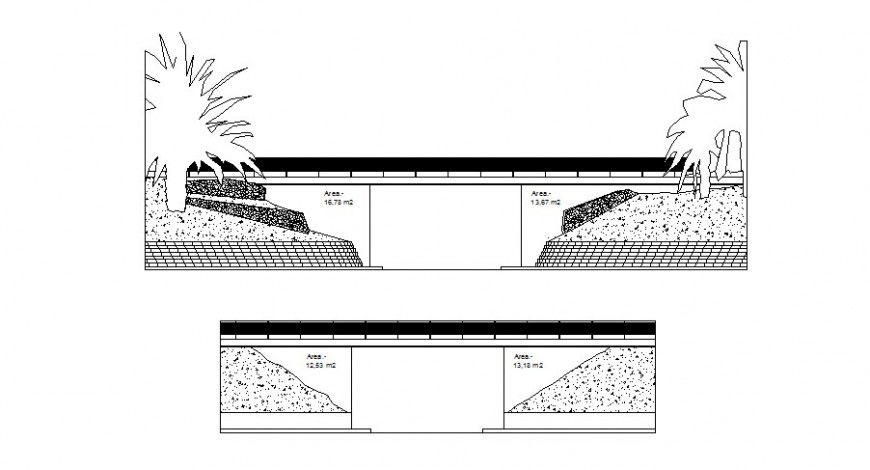 Small walk over bridge detail 2d view CAD block layout file in autocad format