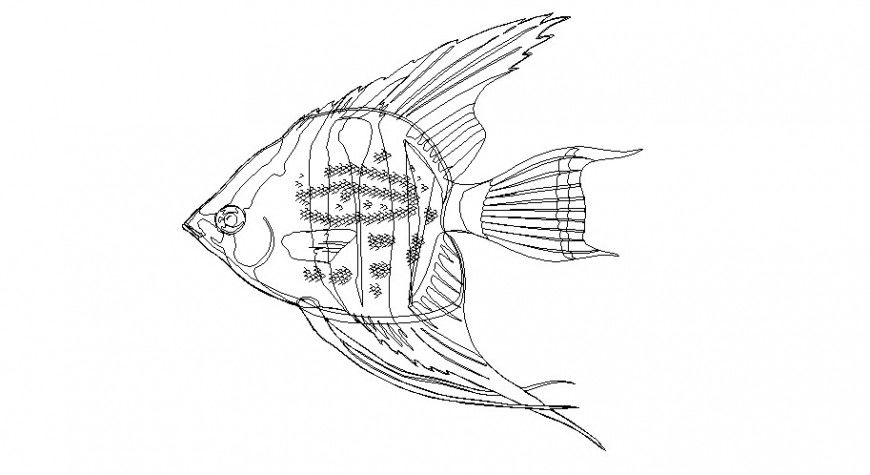 Small water fish 2d elevation block cad drawing details dwg file