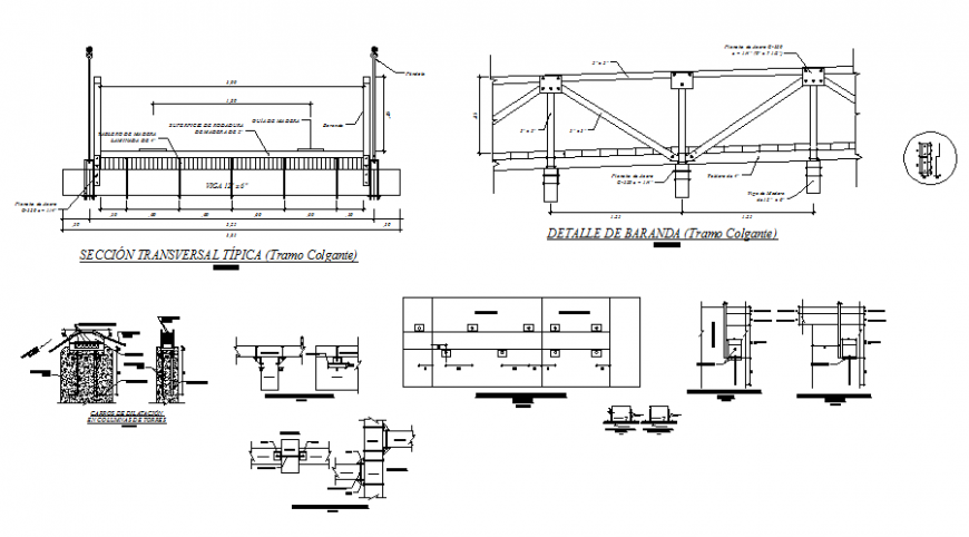 Small wooden bridge drawing in dwg file
