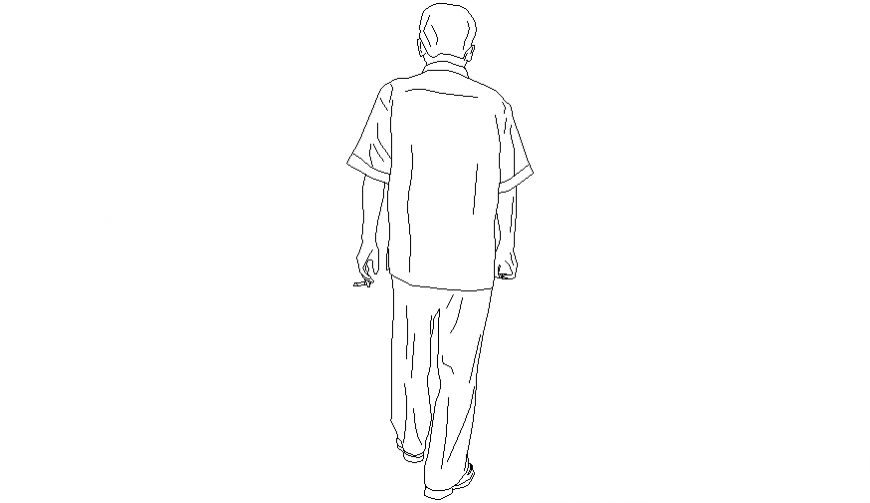 Smoking person detail in people block of Auto cad dwg file
