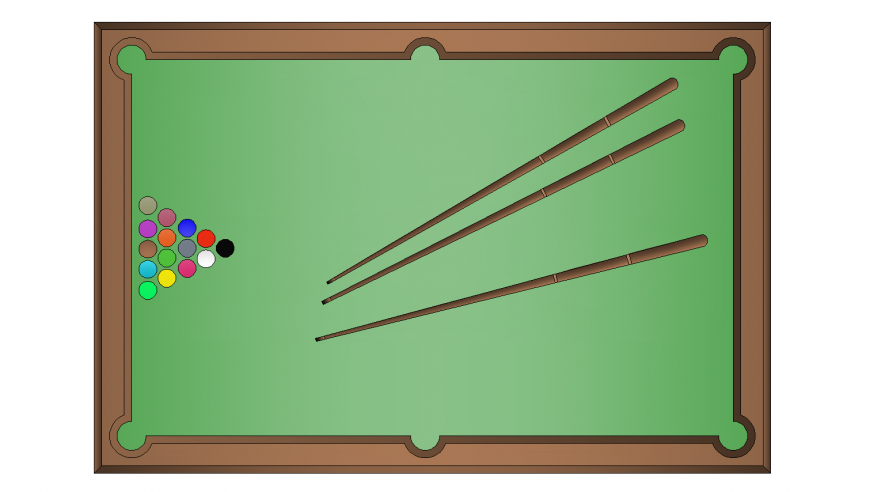 Snooker table top view layout plan inn dwg AutoCAD file.