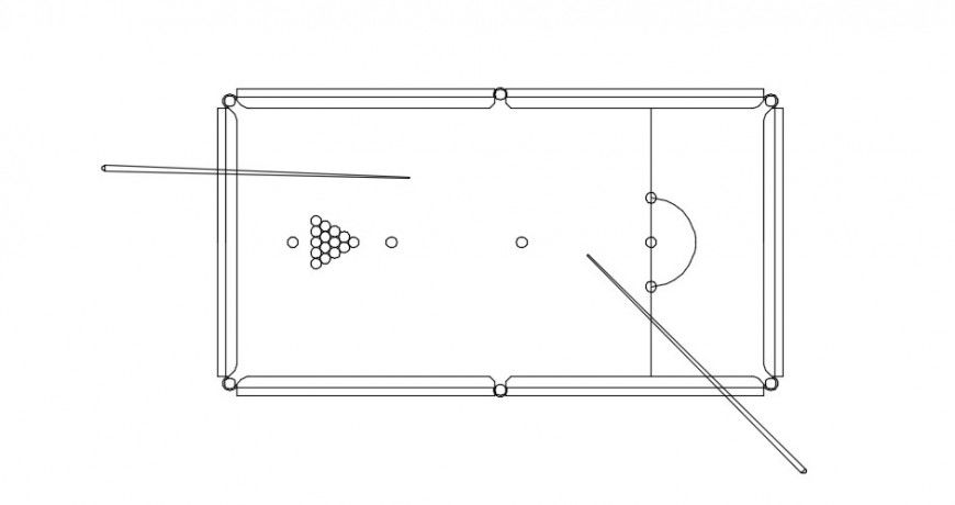 Snooker table top view plan detail model dwg file