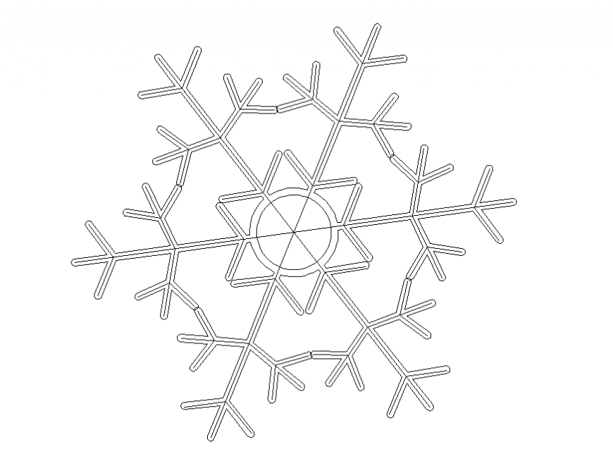 Snow flake design block cad drawing details dwg file