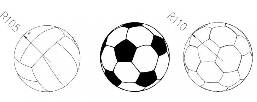 Soccer and football 2d model detail dwg file