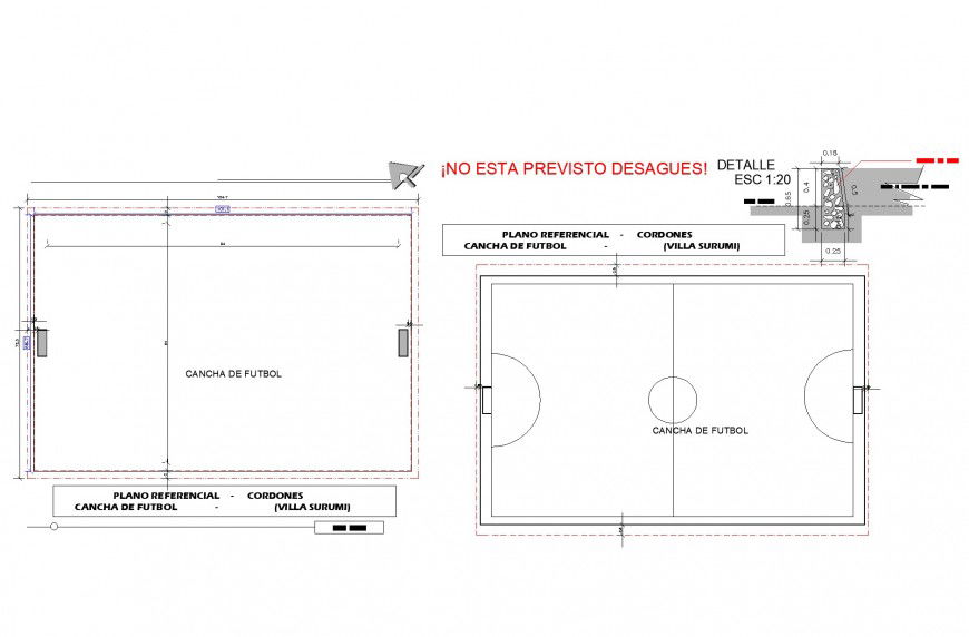 Soccer field plan and section autocad file