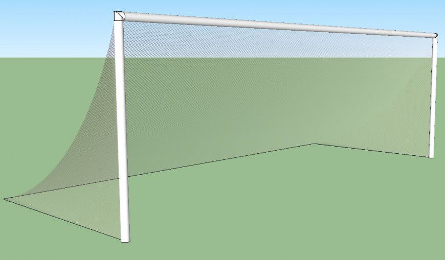 Soccer game net detail 3d model layout CAD block sketch-up file