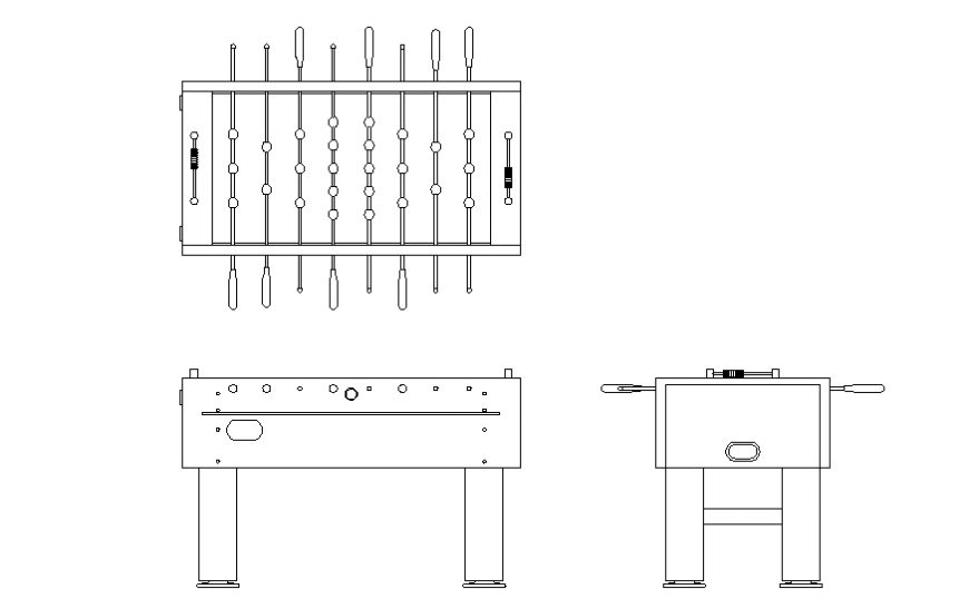 Soccer table all sided elevation cad block details dwg file