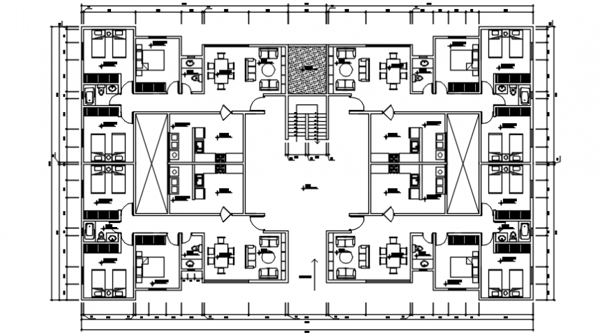Social multiple housing floor distribution plan cad drawing details dwg file