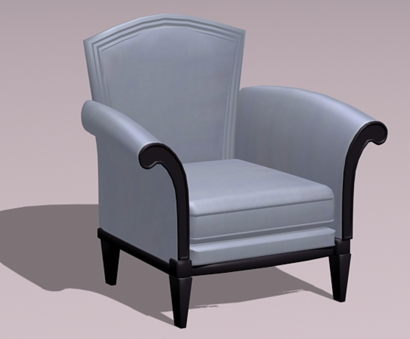 3D Club Arm Chair Max Model for Interior CAD Layouts