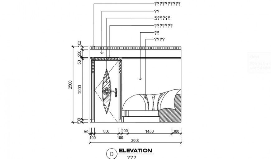 Sofa and door wall cad elevation detail dwg file