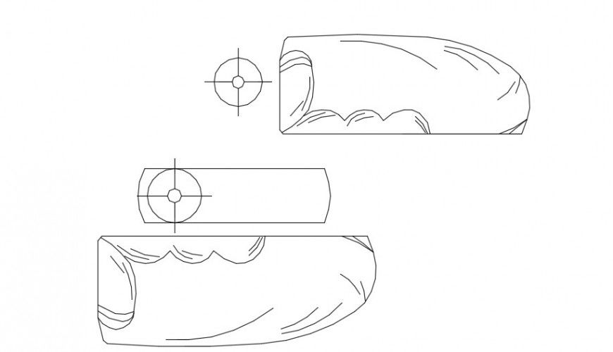 Sofa bed and chair top view model dwg file