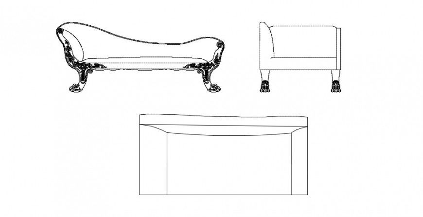 Sofa Bed Sectional Model with Design Layout DWG File