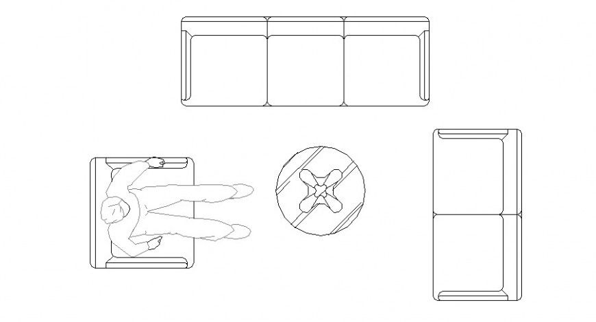 Sofa Set Block Plan in AutoCAD File for Furniture Layouts