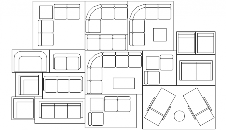 Sofa set top view details 2d model