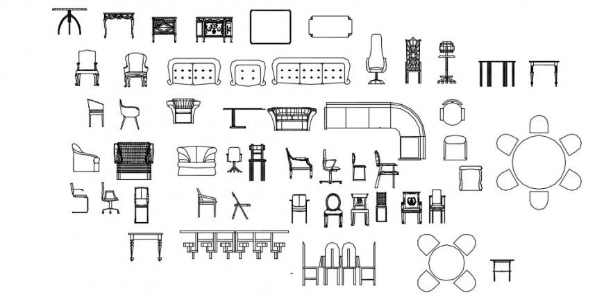 Sofa Set Top View Plan DWG File with Detailed Layout
