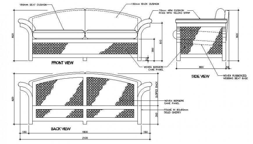Sofa Set Units Detail 2D Drawing Furniture Block DWG File