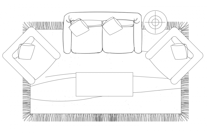 Sofa set with carpet and center table cad drawing details dwg file