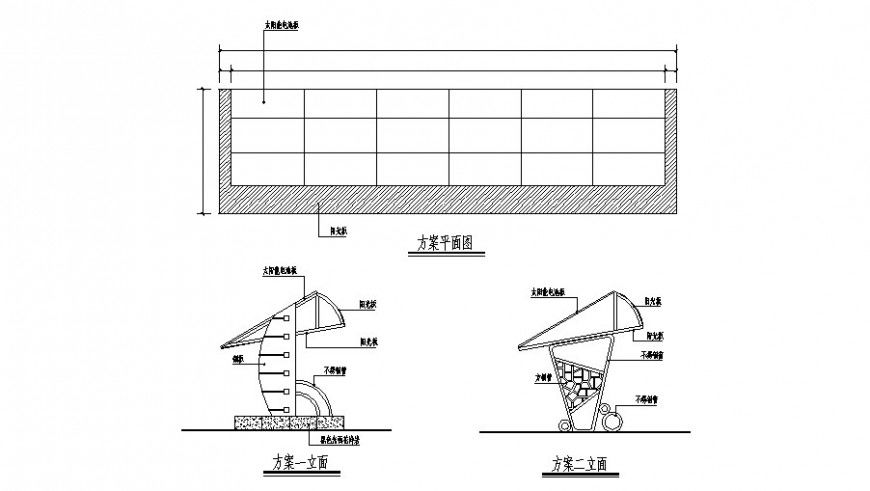 Solar panel structure and plan cad drawing details dwg file