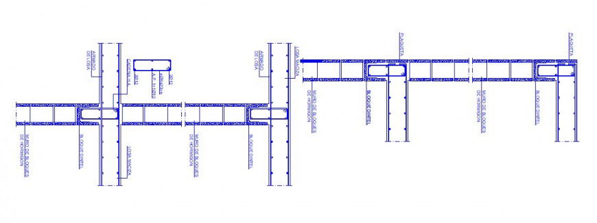 Solid slab concrete walls constructive structure cad drawing details dwg file