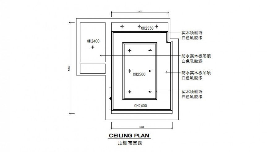 Solid wood panel ceiling plan cad drawing details dwg file