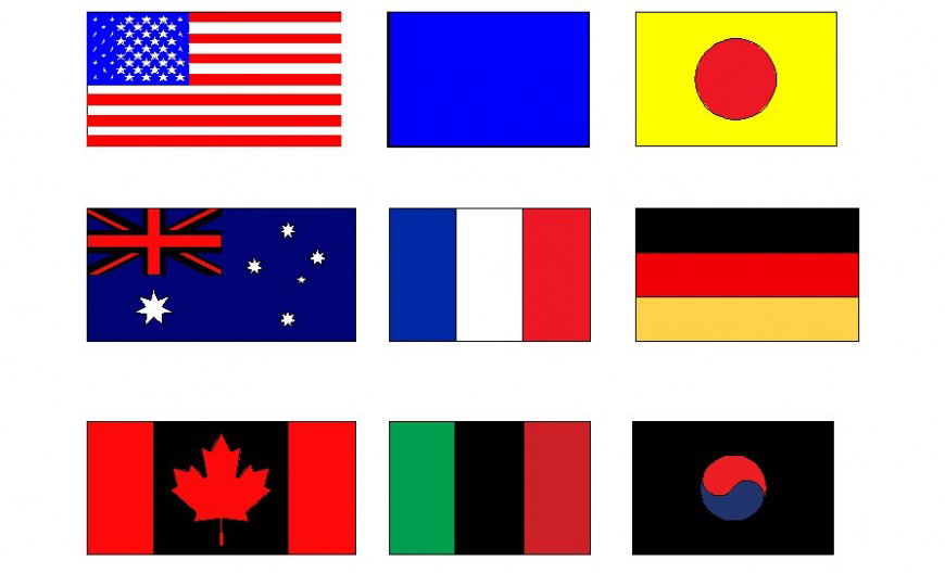 Some country flag 2d drawing in autocad software