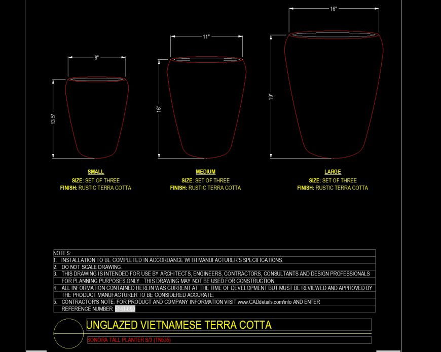 Sonora tall planter detail drawing in dwg file.